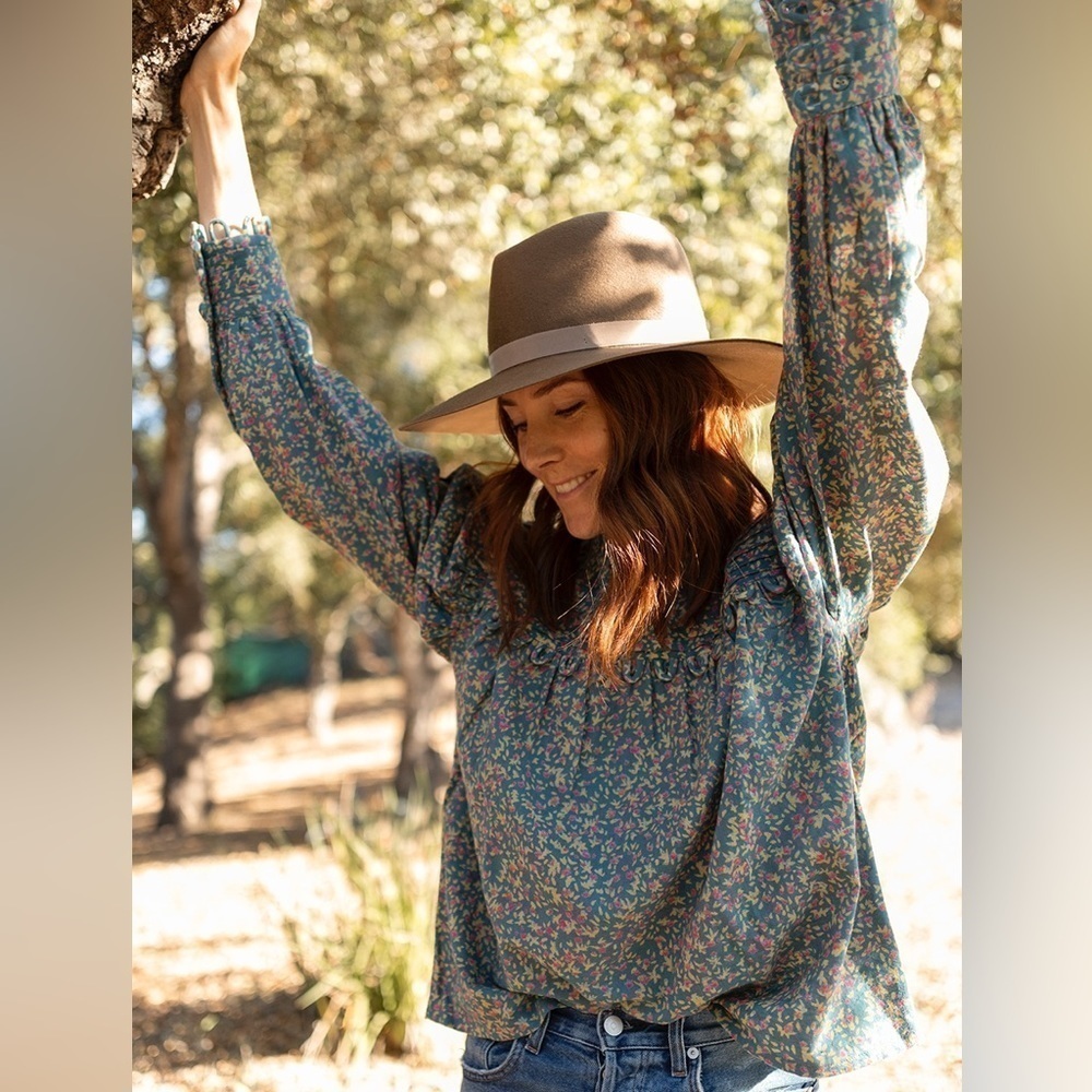 Mirth Sundance Top in Juniper Floral Long Sleeve